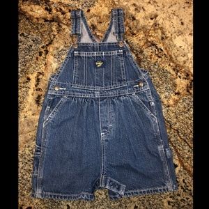 Vintage OshKosh Baby Toddler Girl Overalls Shorts Denim Pleated Vestbak 18 Month